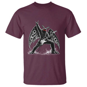 Mothman Rock Guitarist T Shirt Heavy Metal Cryptid Monochromatic
