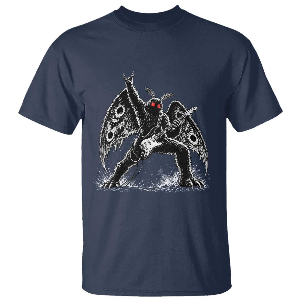 Mothman Rock Guitarist T Shirt Heavy Metal Cryptid Monochromatic