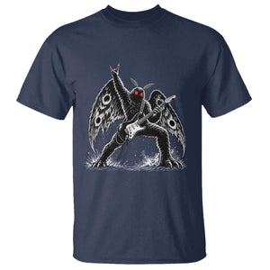 Mothman Rock Guitarist T Shirt Heavy Metal Cryptid Monochromatic