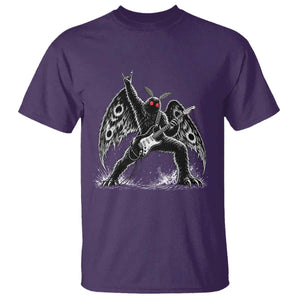 Mothman Rock Guitarist T Shirt Heavy Metal Cryptid Monochromatic