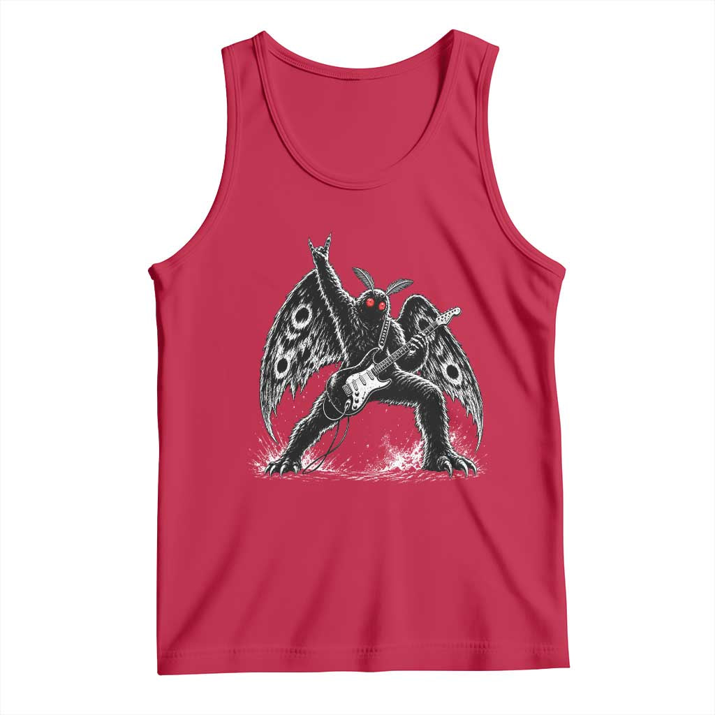 Mothman Rock Guitarist Tank Top Heavy Metal Cryptid Monochromatic
