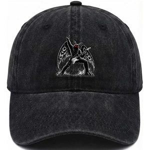 Mothman Rock Guitarist Washed Cotton Baseball Cap Heavy Metal Cryptid Monochromatic