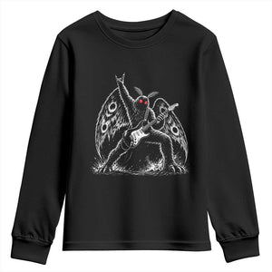 Mothman Rock Guitarist Youth Sweatshirt Heavy Metal Cryptid Monochromatic