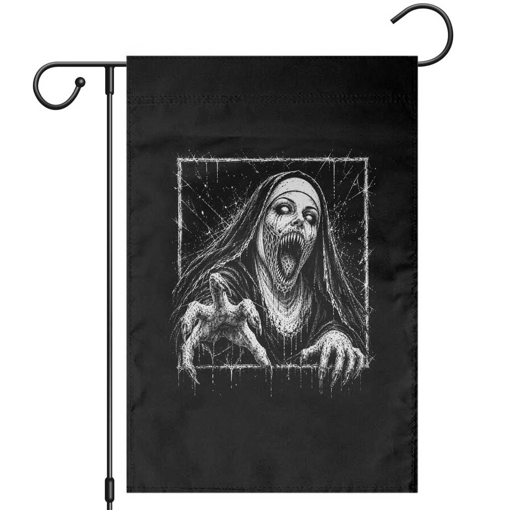 Horror Creepy Nun Demon Unholy Evil Occult Scary Goth Graphic Halloween Garden Flag