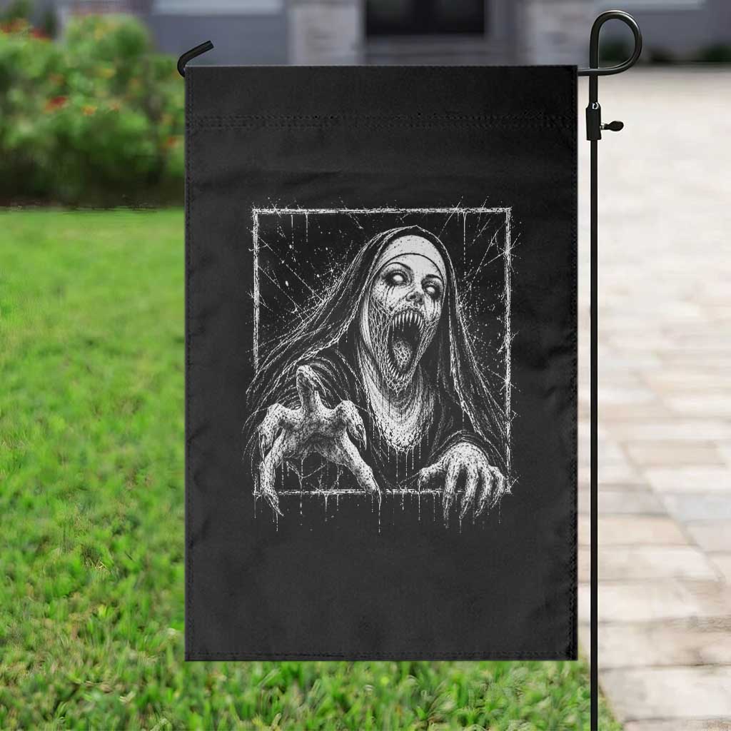 Horror Creepy Nun Demon Unholy Evil Occult Scary Goth Graphic Halloween Garden Flag