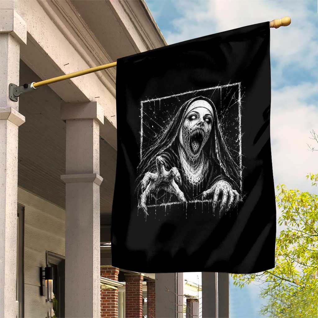 Horror Creepy Nun Demon Unholy Evil Occult Scary Goth Graphic Halloween Garden Flag