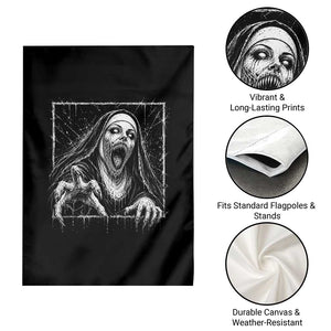 Horror Creepy Nun Demon Unholy Evil Occult Scary Goth Graphic Halloween Garden Flag