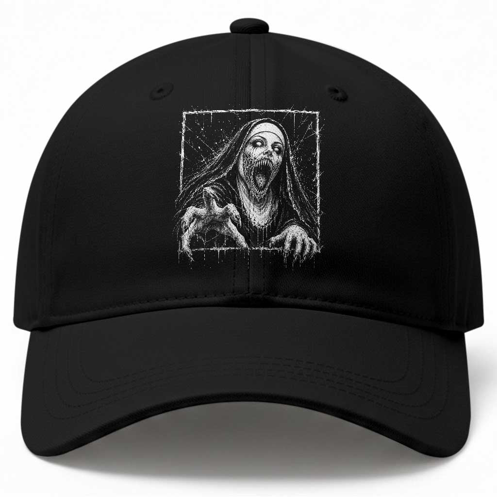Horror Creepy Nun Demon Unholy Evil Occult Scary Goth Graphic Halloween Baseball Cap