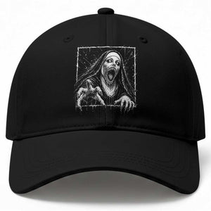 Horror Creepy Nun Demon Unholy Evil Occult Scary Goth Graphic Halloween Baseball Cap