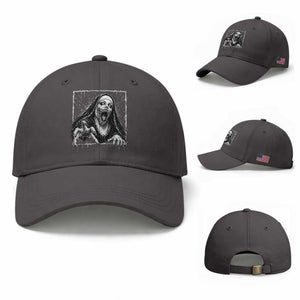 Horror Creepy Nun Demon Unholy Evil Occult Scary Goth Graphic Halloween Baseball Cap