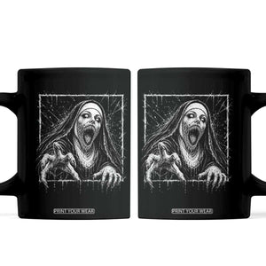 Horror Creepy Nun Demon Unholy Evil Occult Scary Goth Graphic Halloween Coffee Mug