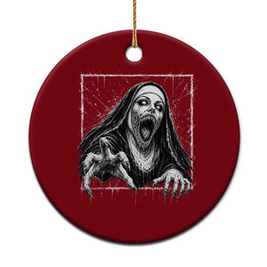 Horror Creepy Nun Demon Unholy Evil Occult Scary Goth Graphic Halloween Ceramic Ornament