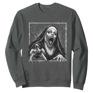 Horror Creepy Nun Demon Unholy Evil Occult Scary Goth Graphic Halloween Sweatshirt