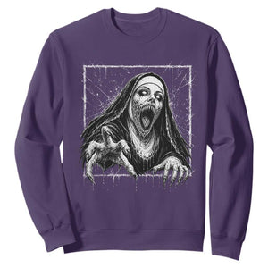 Horror Creepy Nun Demon Unholy Evil Occult Scary Goth Graphic Halloween Sweatshirt