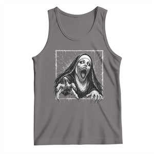 Horror Creepy Nun Demon Unholy Evil Occult Scary Goth Graphic Halloween Tank Top