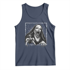 Horror Creepy Nun Demon Unholy Evil Occult Scary Goth Graphic Halloween Tank Top