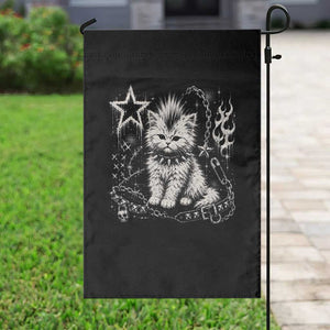 Punk Rock Kitten Mohawk Spooky Y2K Grunge Cat Graphic Garden Flag