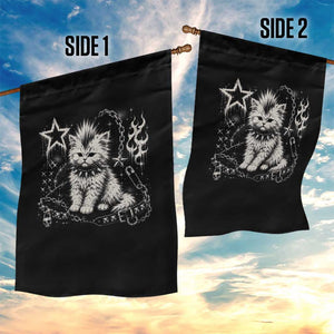 Punk Rock Kitten Mohawk Spooky Y2K Grunge Cat Graphic Garden Flag