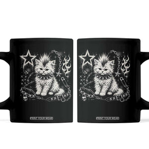 Punk Rock Kitten Mohawk Spooky Y2K Grunge Cat Graphic Coffee Mug