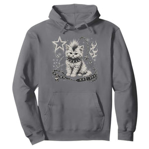 Punk Rock Kitten Mohawk Spooky Y2K Grunge Cat Graphic Hoodie
