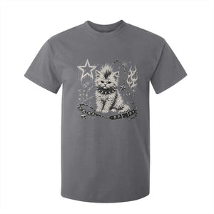 Punk Rock Kitten Mohawk Spooky Y2K Grunge Cat Graphic T Shirt For Kid