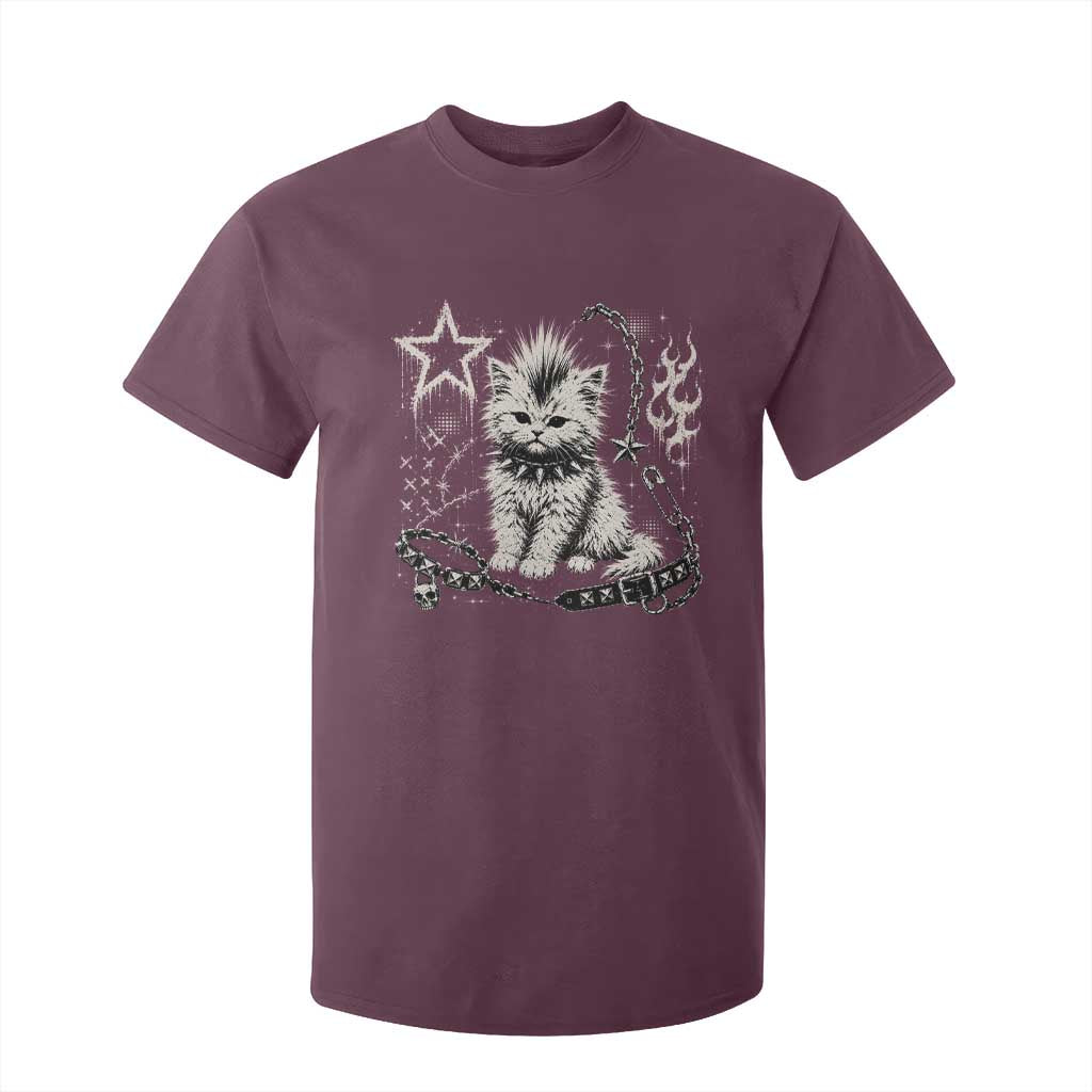 Punk Rock Kitten Mohawk Spooky Y2K Grunge Cat Graphic T Shirt For Kid