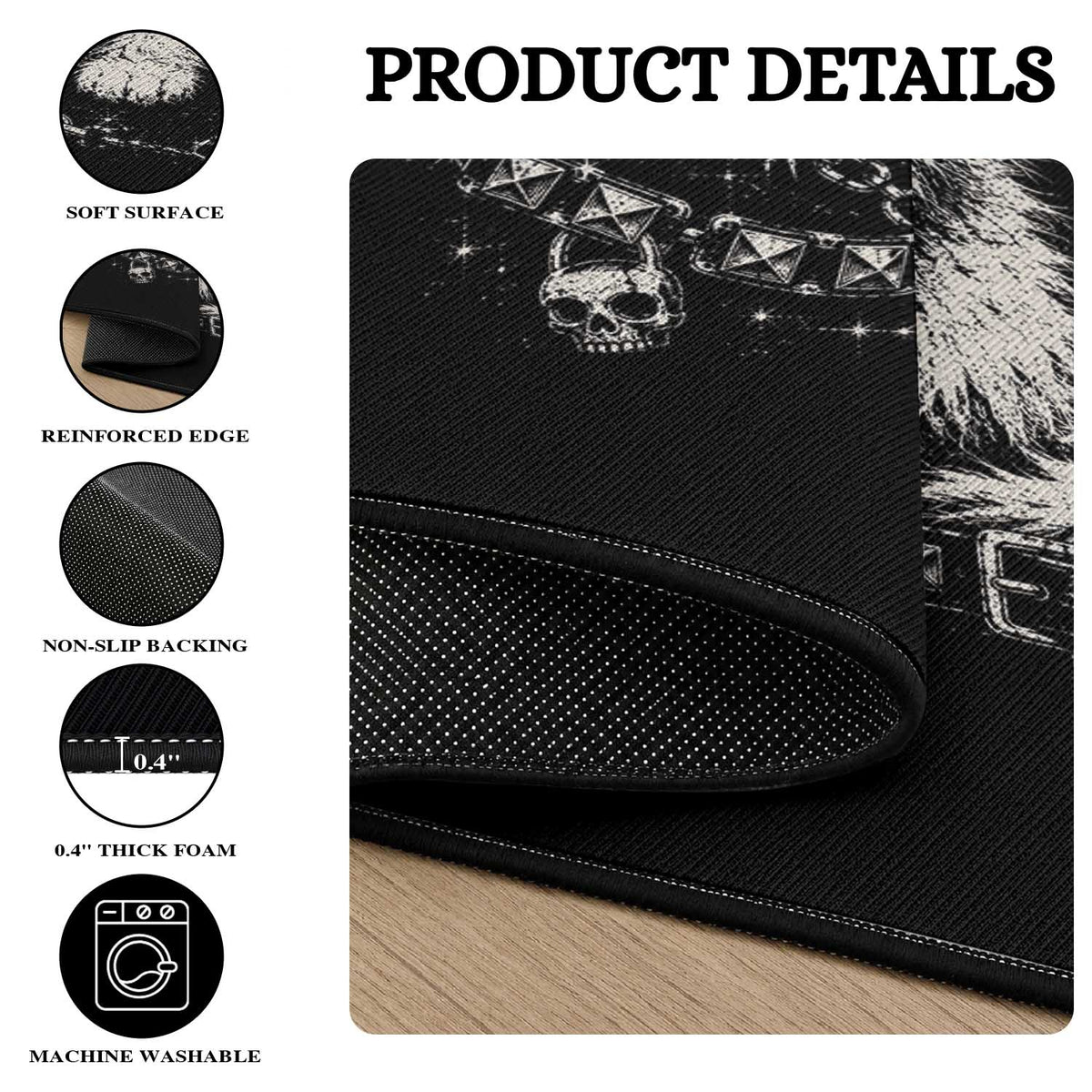 Punk Rock Kitten Mohawk Spooky Y2K Grunge Cat Graphic Round Rug