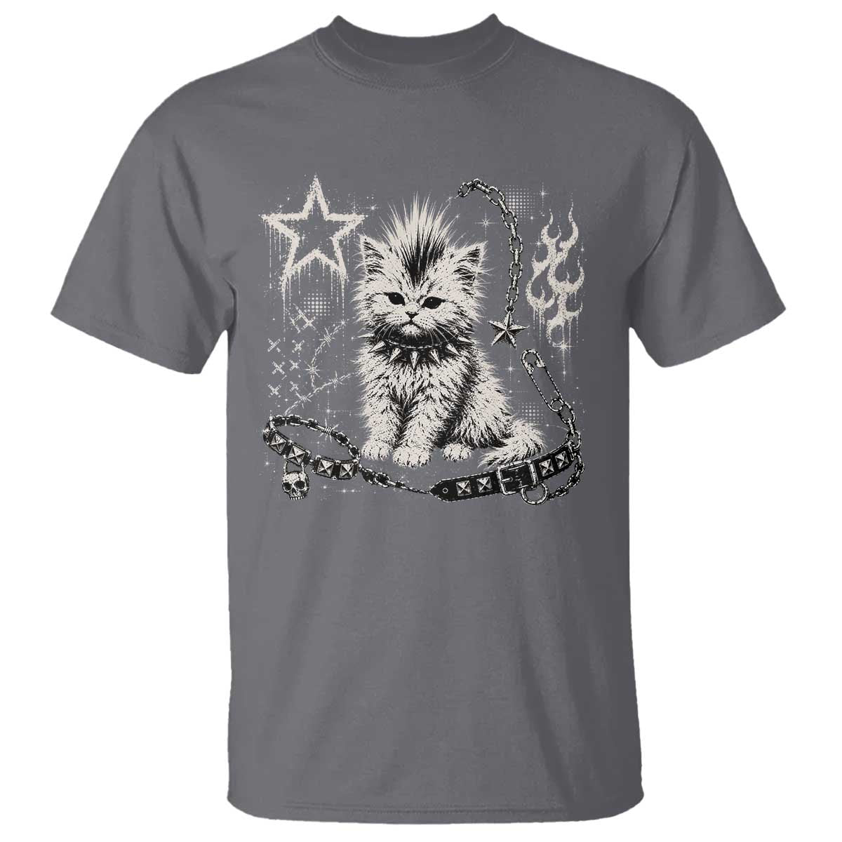 Punk Rock Kitten Mohawk Spooky Y2K Grunge Cat Graphic T Shirt