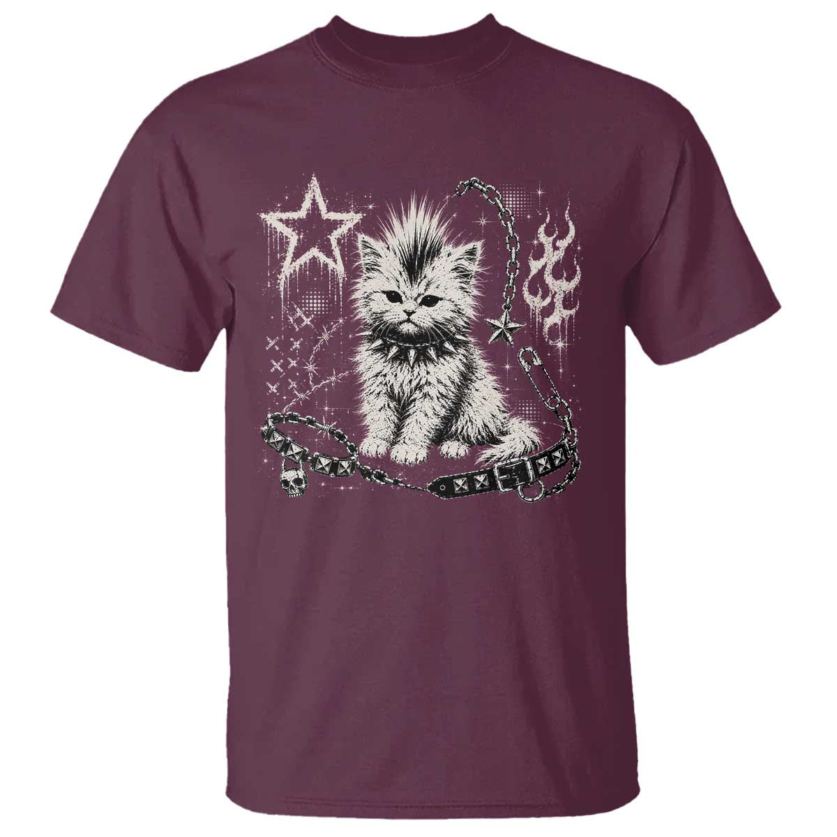 Punk Rock Kitten Mohawk Spooky Y2K Grunge Cat Graphic T Shirt