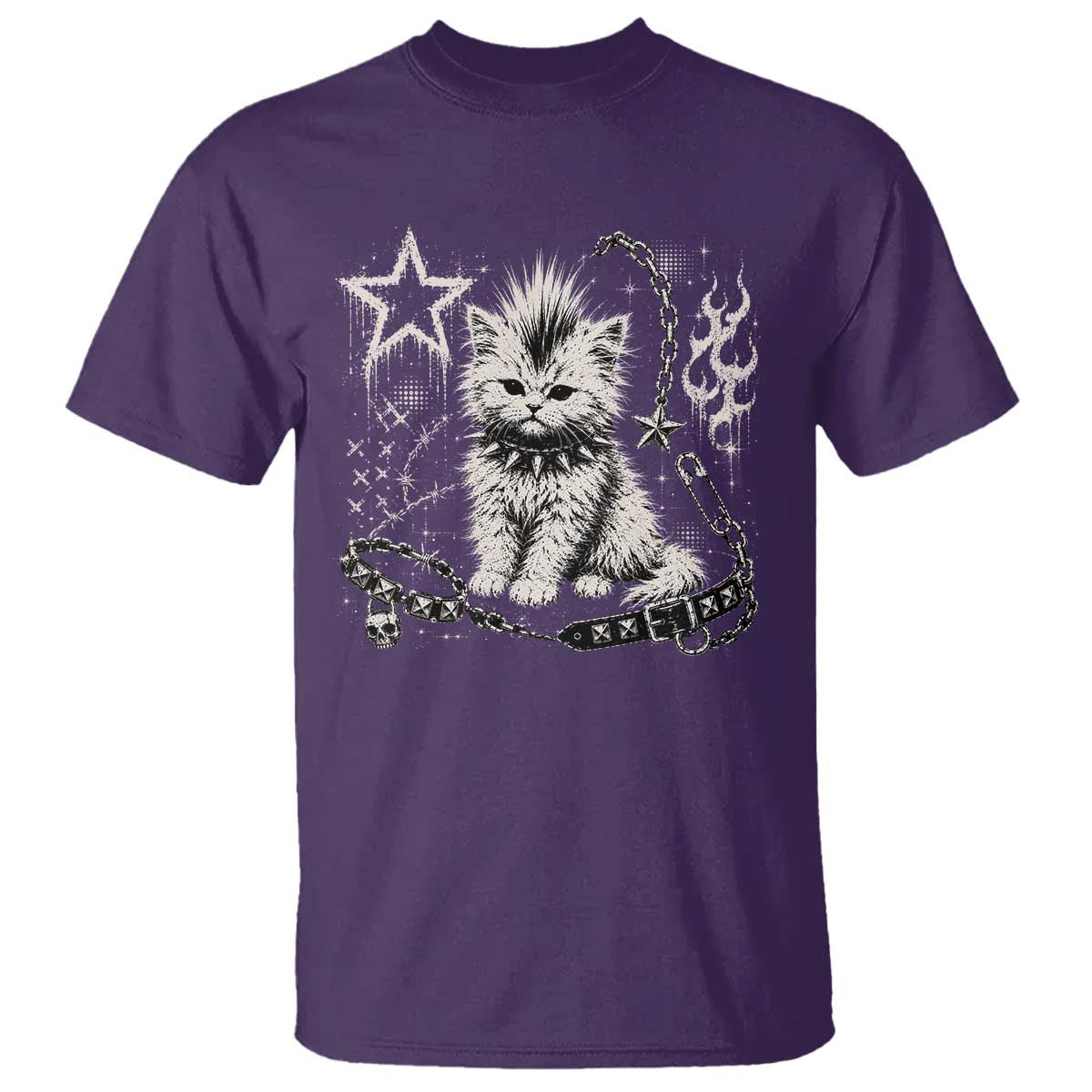 Punk Rock Kitten Mohawk Spooky Y2K Grunge Cat Graphic T Shirt