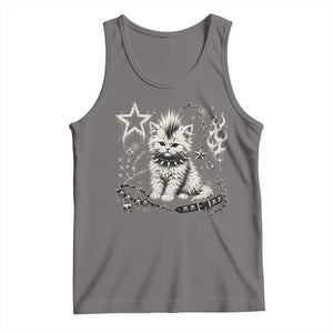 Punk Rock Kitten Mohawk Spooky Y2K Grunge Cat Graphic Tank Top