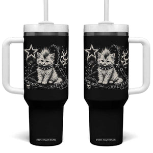 Punk Rock Kitten Mohawk Spooky Y2K Grunge Cat Graphic Tumbler With Handle