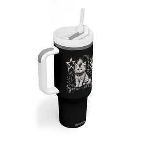 Punk Rock Kitten Mohawk Spooky Y2K Grunge Cat Graphic Tumbler With Handle