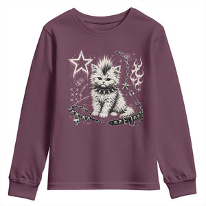Punk Rock Kitten Mohawk Spooky Y2K Grunge Cat Graphic Youth Sweatshirt