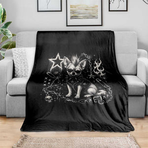 Punk Rock Chihuahua Dog Mohawk Spooky Y2K Grunge Graphic Throw Blanket