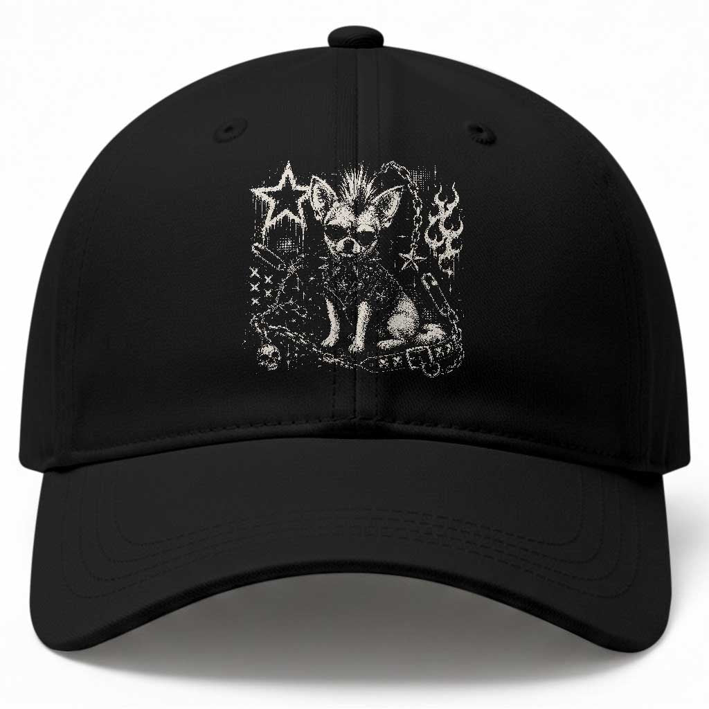 Punk Rock Chihuahua Dog Mohawk Spooky Y2K Grunge Graphic Baseball Cap
