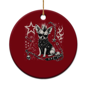 Punk Rock Chihuahua Dog Mohawk Spooky Y2K Grunge Graphic Ceramic Ornament