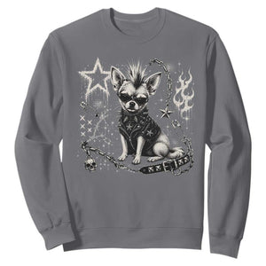 Punk Rock Chihuahua Dog Mohawk Spooky Y2K Grunge Graphic Sweatshirt