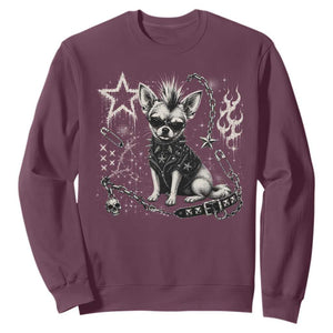 Punk Rock Chihuahua Dog Mohawk Spooky Y2K Grunge Graphic Sweatshirt
