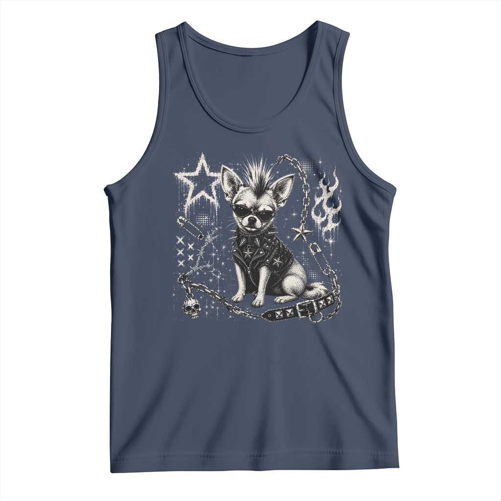 Punk Rock Chihuahua Dog Mohawk Spooky Y2K Grunge Graphic Tank Top