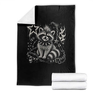 Punk Rock Raccoon Trash Panda Mohawk Spooky Y2K Grunge Graphic Throw Blanket