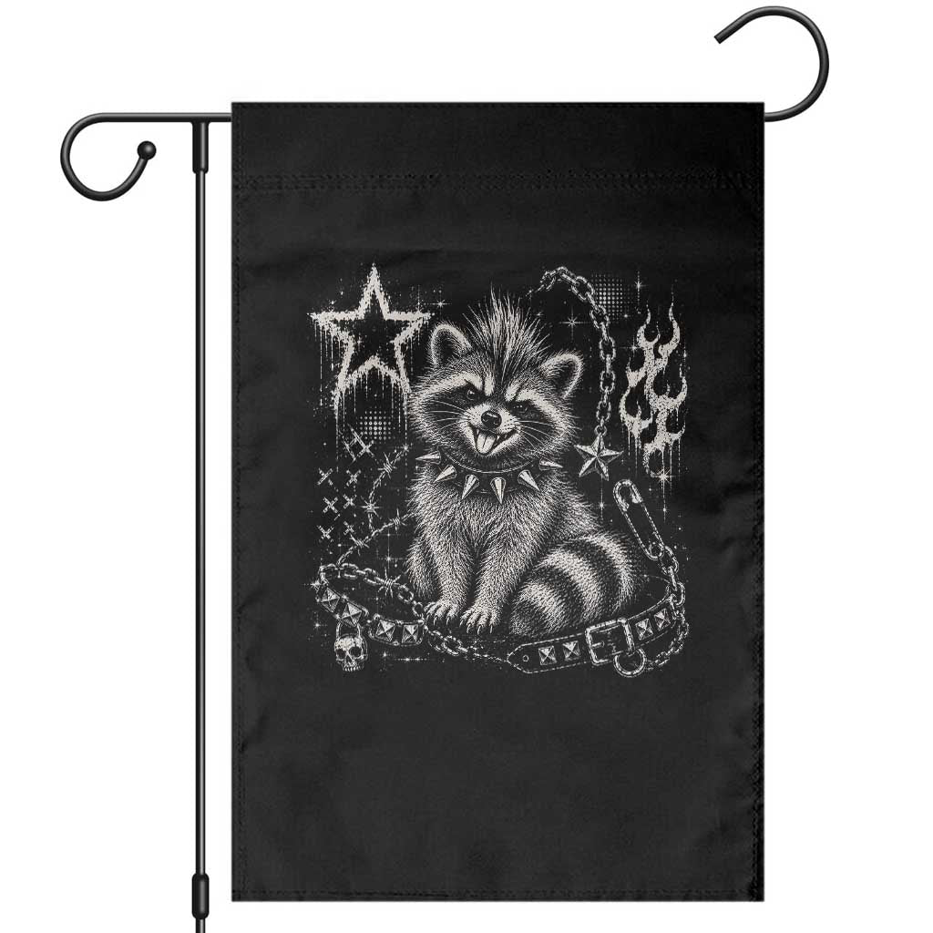 Punk Rock Raccoon Trash Panda Mohawk Spooky Y2K Grunge Graphic Garden Flag