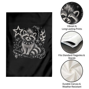 Punk Rock Raccoon Trash Panda Mohawk Spooky Y2K Grunge Graphic Garden Flag