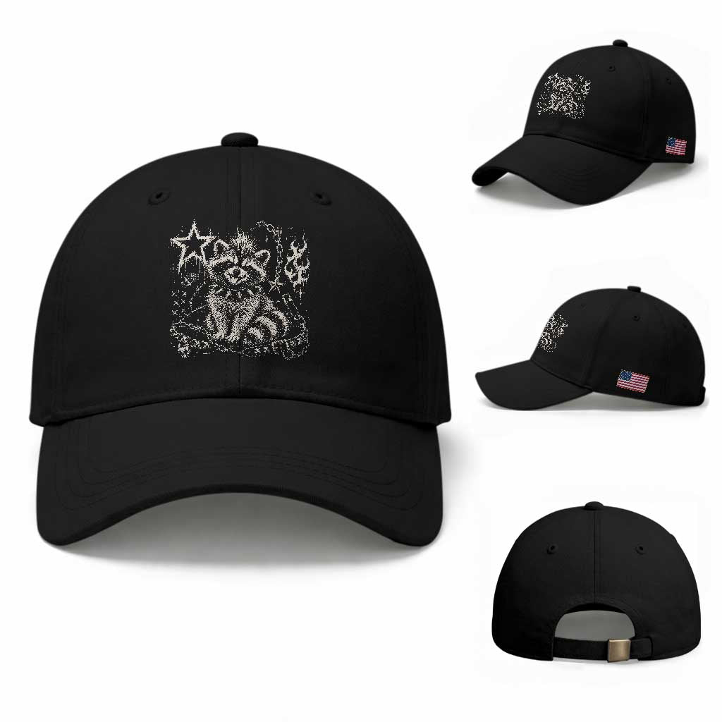 Punk Rock Raccoon Trash Panda Mohawk Spooky Y2K Grunge Graphic Baseball Cap