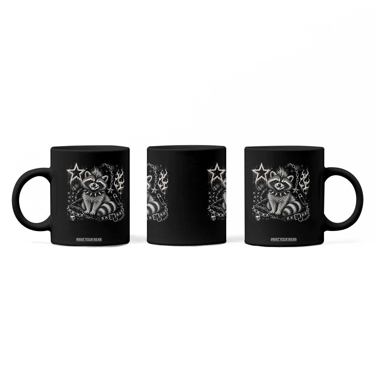 Punk Rock Raccoon Trash Panda Mohawk Spooky Y2K Grunge Graphic Coffee Mug