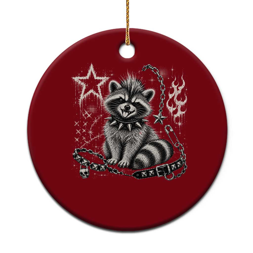 Punk Rock Raccoon Trash Panda Mohawk Spooky Y2K Grunge Graphic Ceramic Ornament