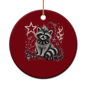 Punk Rock Raccoon Trash Panda Mohawk Spooky Y2K Grunge Graphic Ceramic Ornament