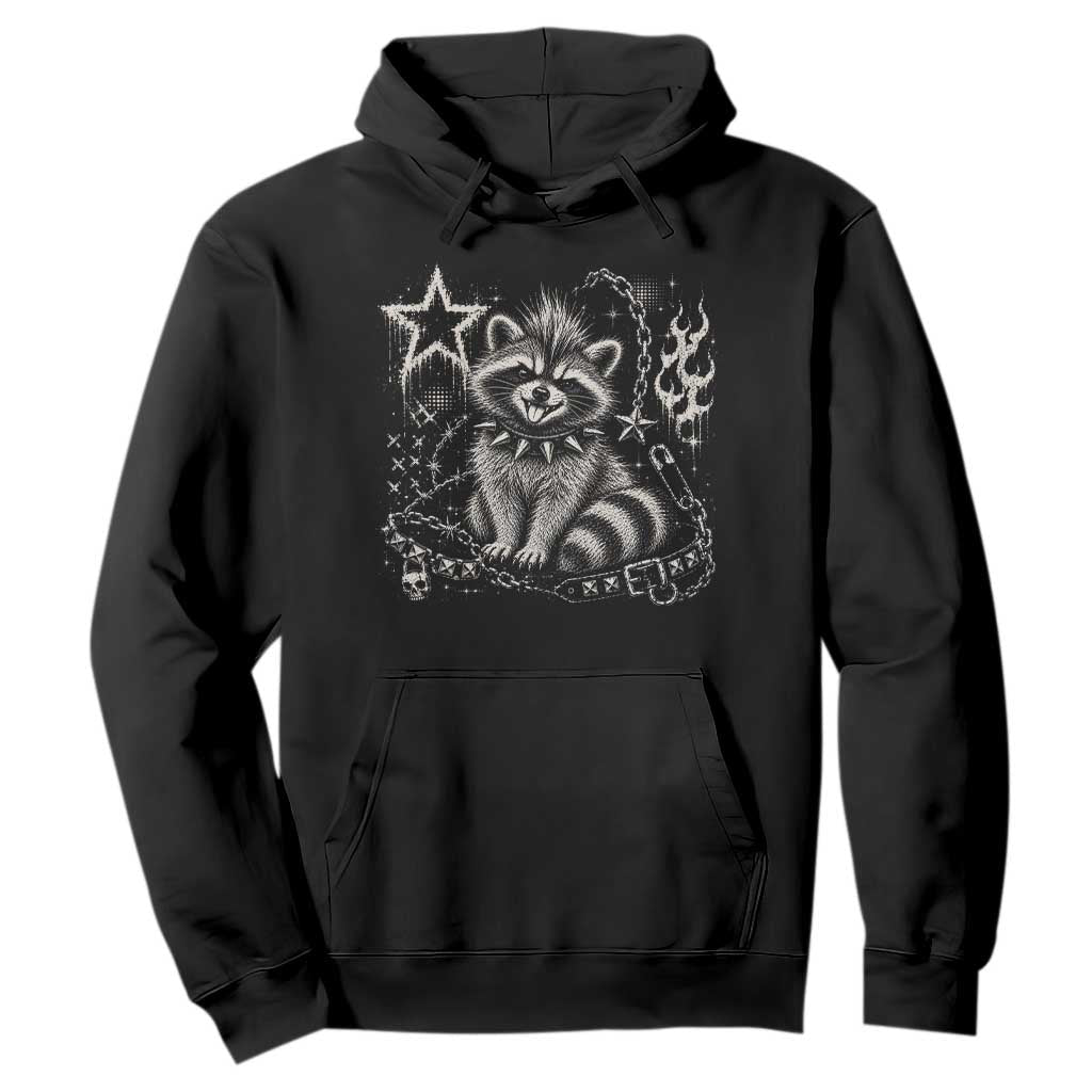Punk Rock Raccoon Trash Panda Mohawk Spooky Y2K Grunge Graphic Hoodie