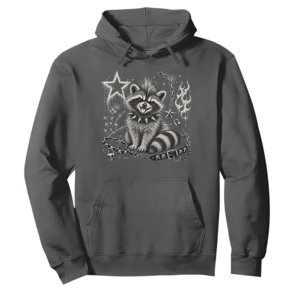 Punk Rock Raccoon Trash Panda Mohawk Spooky Y2K Grunge Graphic Hoodie