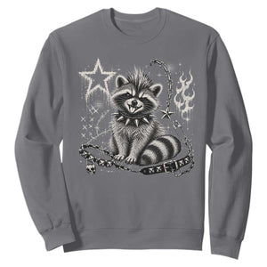 Punk Rock Raccoon Trash Panda Mohawk Spooky Y2K Grunge Graphic Sweatshirt